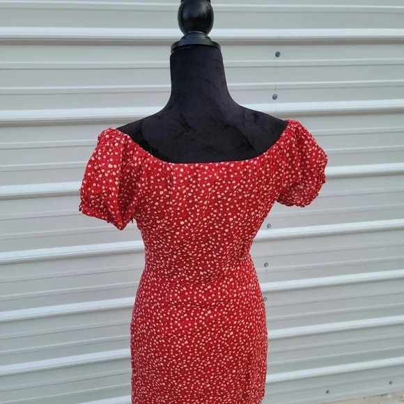 Morning Mist Women Floral Print Off The Shoulder Lined Button-Down Mini Dress S - Picture 7 of 12